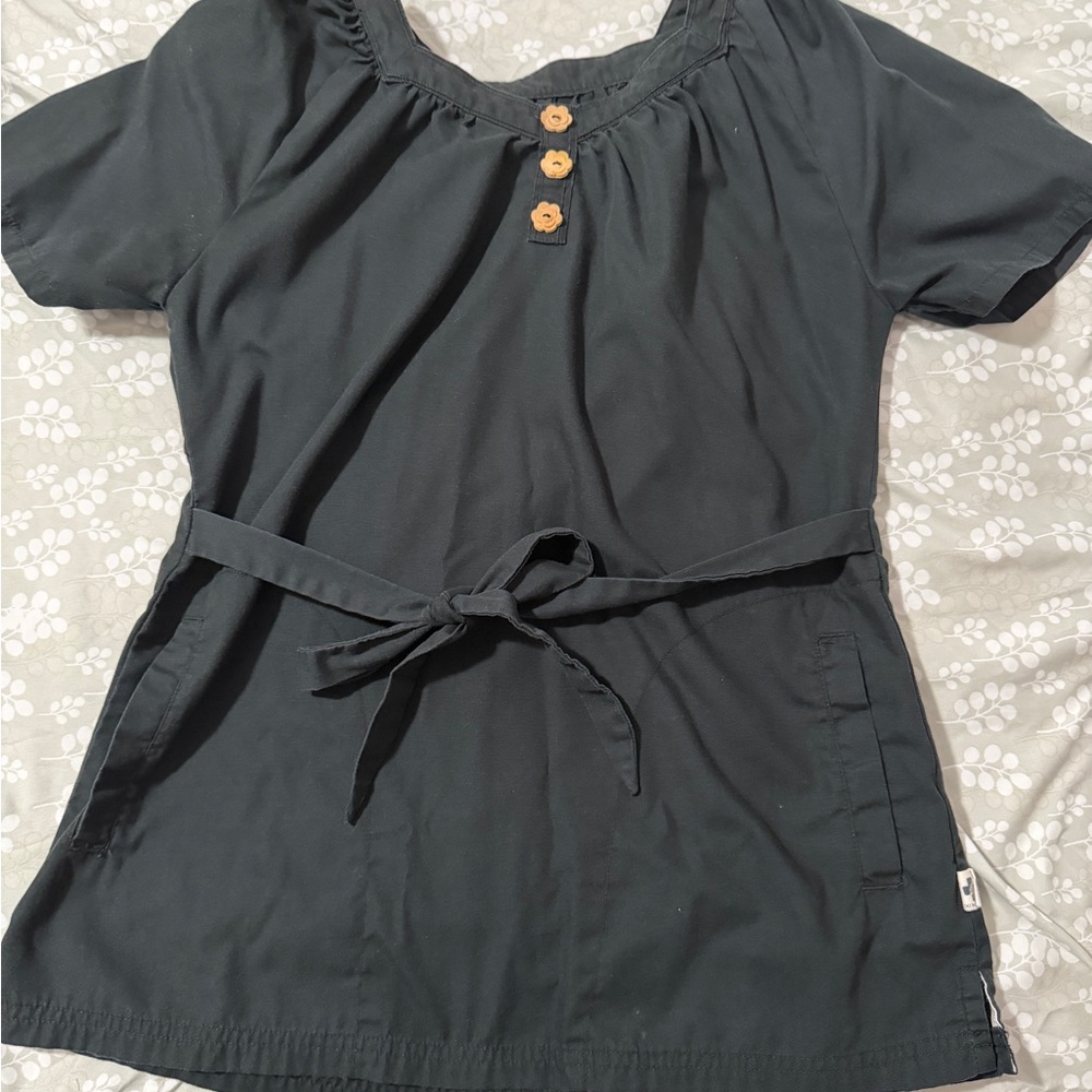 Do No Harm Black Scrub top with Button Detail